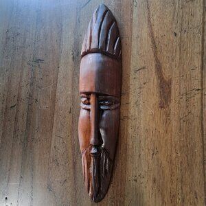 Vintage hand-carved wooden tribal wall art or home decor - Folk Art, 9"